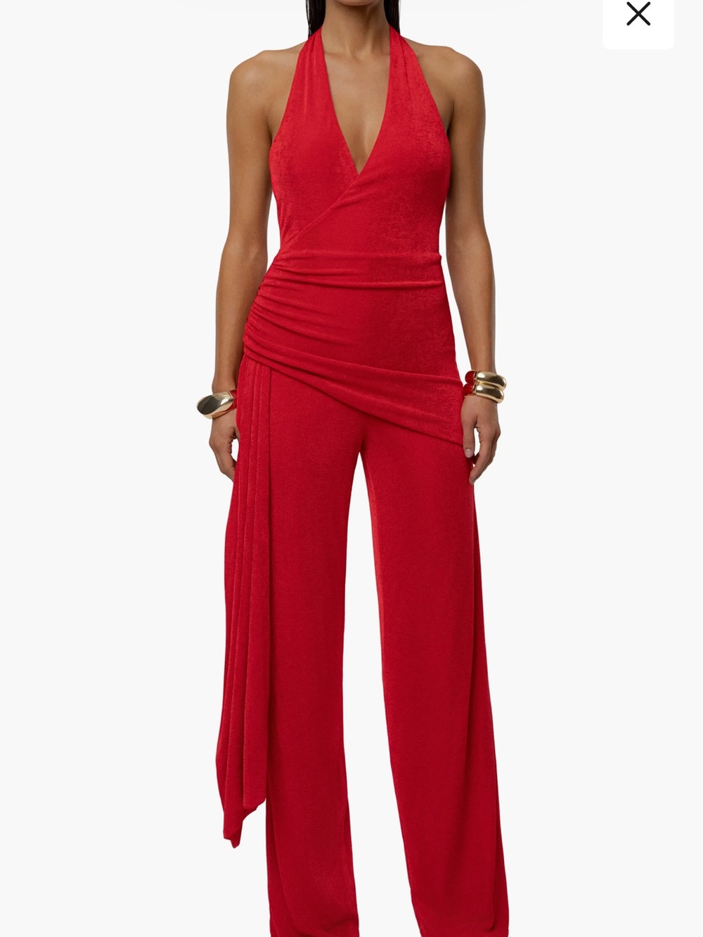Rustic charm Halter Wrap Wide-Leg Jumpsuit
